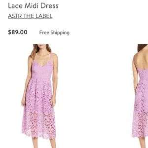 ASTR lace midi dress in light orchid size medium